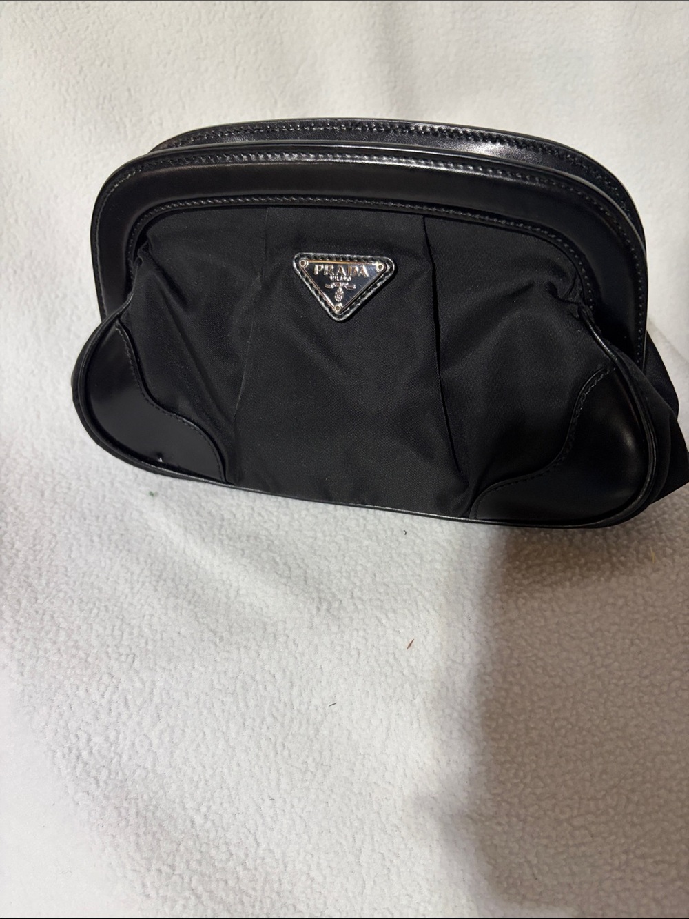 Prada Black Nylon & Leather Purse with Silver Logo